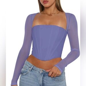 REORIA mesh sleeve corset top size small